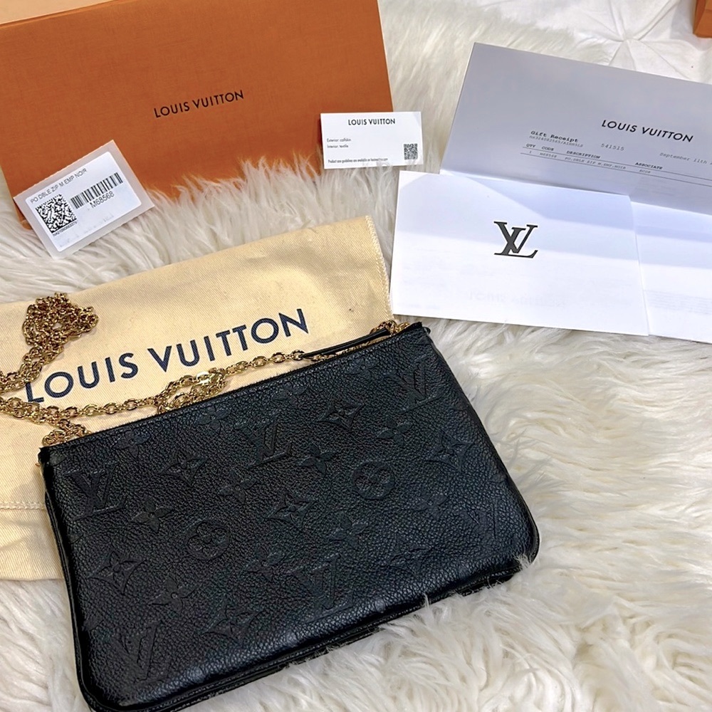Authentic Louis Vuitton Double Pochette Empriente Noir